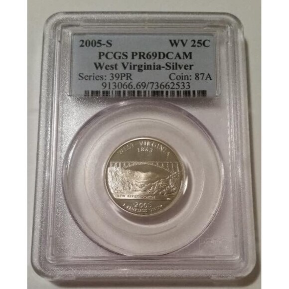2005 S Silver West Virginia State Quarter Proof PR69 DCAM PCGS Blue Label - Picture 1 of 2